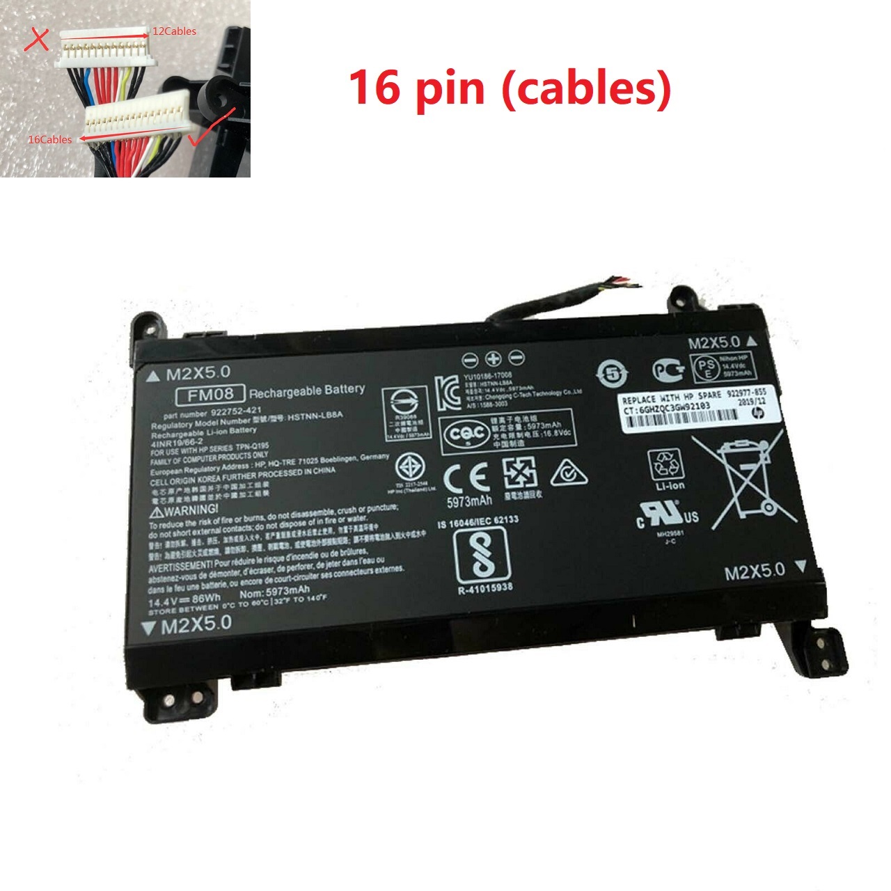 akku für 16 pin FM08 HP HSTNN-LB8B 922753-421 922977-855 TPN-Q195 (kompatibel)